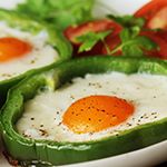 Bell Pepper Rings Filled with Eggs and Mozzarella