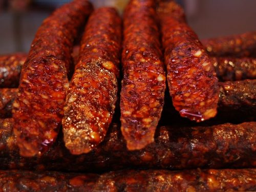 Breakfast Sausage Sautéed with Red and Green Bell Peppers